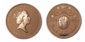 A Elizabeth II Bank of England £2 917 gold proof coin, 300th Anniversary of the Bank of England,