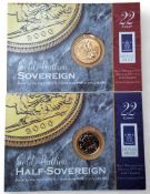 A Queen Elizabeth II 22ct gold full sovereign, dated 2000, 7.98g, presentation pack; another half