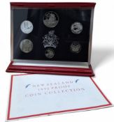 A Royal Mint Reserve Bank of New Zealand 1990 Proof Coin Collection, 925 silver two and one