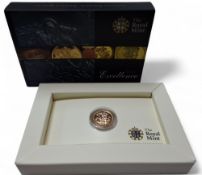 A Royal Mint 2010 UK Half-Sovereign Gold Bullion Coin, encapsulated, card presentation box and