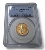 A US Vault Collection .917 gold $10 American Gold Eagle coin, dated 1993, graded PCGS PR69DCAM, PCGS