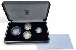 A Royal Mint 2005 Silver Proof Piedfort 4-Coin Set, comprising 925 silver two £2, £1 and 50p