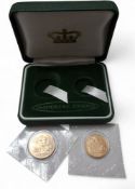 A Queen Elizabeth II full sovereign, dated 2007; a Queen Elizabeth II half sovereign, dated 2007;