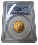 A US Vault Collection .900 gold $5 James Madison and the Bill of Rights coin, dated 1993, graded