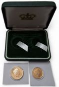 A Queen Elizabeth II full sovereign, dated 2004; a Queen Elizabeth II half sovereign, dated 2004;