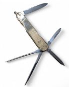 Master Cutler interest - a 9ct gold multi-tool pocket knife, signed EO-47 (Edward Osbourne) to