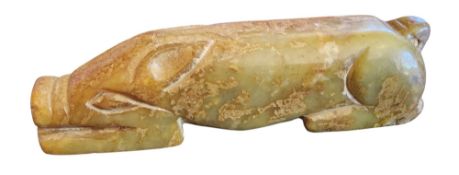 A Chinese Archaic stone carving, of a stylised pig, 10cm long