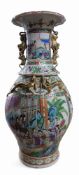 A Chinese hexagonal famille verte vase, painted with oriental figures, the ground with flowers,