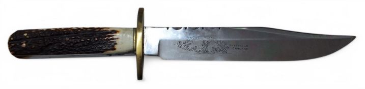 A Stuart Truelove Bowie knife, clipped back, blade engraved Stuart Truelove Sheffield England,