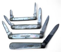 An I*XL George Wostenholm, two blade pocket knife, brass linings, mother of pearl scales, vacant