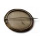 A Victorian gilt metal mourning brooch, oval banded onyx cabochon, banded black enamel border, - Image 2 of 2