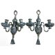 A pair of Sheffield plated two branch two light wall lights, campana shaped sconces, bold acanthus - Image 1 of 2