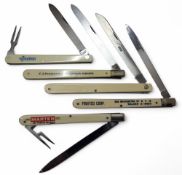 A melon pocket knife, the ricasso stamped Bonsa, Solingen Germany, the ivorine scales advertising