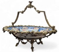 A Japanese Imari and gilt metal comport, the dish decorated in the typical palette, the mounts