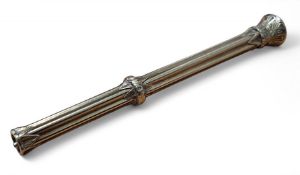 An unmarked 15ct gold Samson Mordan and Co propelling pencil, hexagonal fluted body engraved