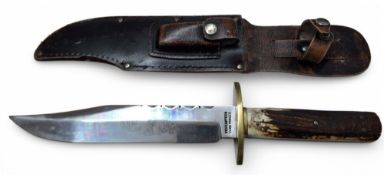 A Stuart Truelove Bowie knife, clipped back, blade engraved Stuart Truelove Sheffield England,