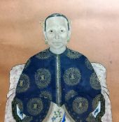 Chinese School, 19th century (Qing Dynasty) Ancestral Portrait, gouache on paper, framed, 67cm x