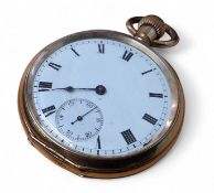 A gold plated open faced Waltham pocket watch, Marquis 15 jewel movement, no 14808687, white