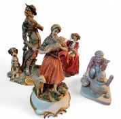 A Royal Doulton figure, Top O the Hill, hn1834;   a Capo-di-Monte figure, by Volta, of a Poacher and