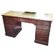 A 19th century mahogany kneehole desk, tooled green leather writing surface, fitted with one long - Image 1 of 3