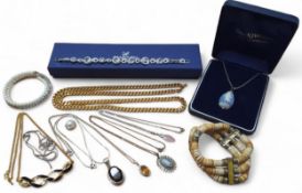 A Wedgwood Dancing Hours egg shaped pendant, silver micro curb link pendant, original fitted box;