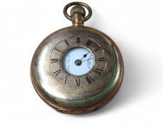 A half hunter 14k stiffened pocket watch, top winding movement signed Lever Brothers Limited New