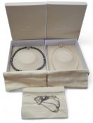 A Jersey Pearl, Peacock pearl necklace, silver clasp stamped with Jersey Pearl logo, original fitted