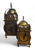 A 17th century style brass lantern clock, 11.5cm chapter ring inscribed with Roman numerals,  the