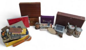 Boxes and objects - vintage costume jewellery; a white metal and paste stick pin in original box;