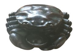 Contemporary School, in the Japanese manner, a dark patinated bronze of a crab, 9cm wide