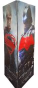 A Superman v Superman three sided cinema foyer standee, each panel 200 h x 90 w