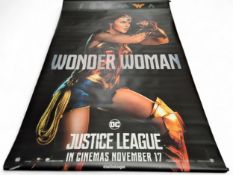 Five Justice League large format PVC cinema foyer banners, each approx. 249 x 152cm (5)