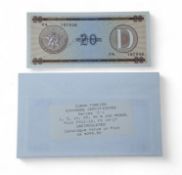 LOT WITHDRAWN Numismatics - Cuban Exchange Certificate, 10 Pesos 