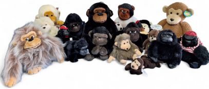 Various soft toys of gorilla's; chimpanzees; orangutan; etc.