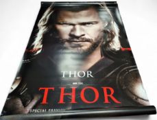 Two Thor double sided hanging banners, (one with tears to edges and losses to bottom rhs corner; the