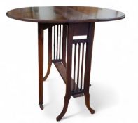 An Edwardian mahogany oval Sutherland table, tapered legs. 67cm high, 82cm wide, 62cm deep, c.1910