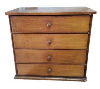Miniature Furniture - a 19th century mahogany chest, of four drawers, skirted base, 39cm high,