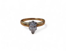 An 18ct gold diamond solitaire ring, the marquise cut diamond measuring approx. 10.1 x 4.6 x 3.