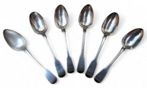A pair of silver Fiddle pattern table spoons, John & Henry Lias, London 1839;   others, William