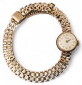 A 9ct gold Audax lady's wristwatch, Swiss 17 jewel movement, cream dial, Arabic numerals, n/w, 9ct