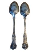 A George III silver Kings pattern table spoon, London 1817; another, London 1834, 205g, 6.5g