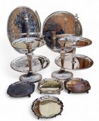 Plated Ware - an Elkington two-tier graduated cake plate, 42cm high; another; an E.P.N.S. circular