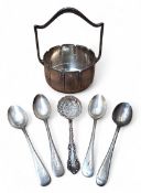 A Victorian silver preserve spoon, the bowl embossed with flowerhead and scrolls, Levi & Salaman,
