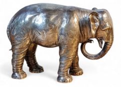 A large German silver standing elephant table ornament, with detachable head, 20cm high, Neresheimer