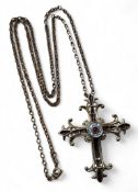 The House of Igor Carl Faberge for Franklin Mint 14ct gold pendant, The Imperial Ruby Cross, central