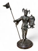 A Victorian silver novelty table figural condiment, as a jester, holding a tankard, standing by a