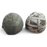 A British Combat GS MK6A kevlar helmet, green, liner and chin strap, RBR (Armour) Ltd label,