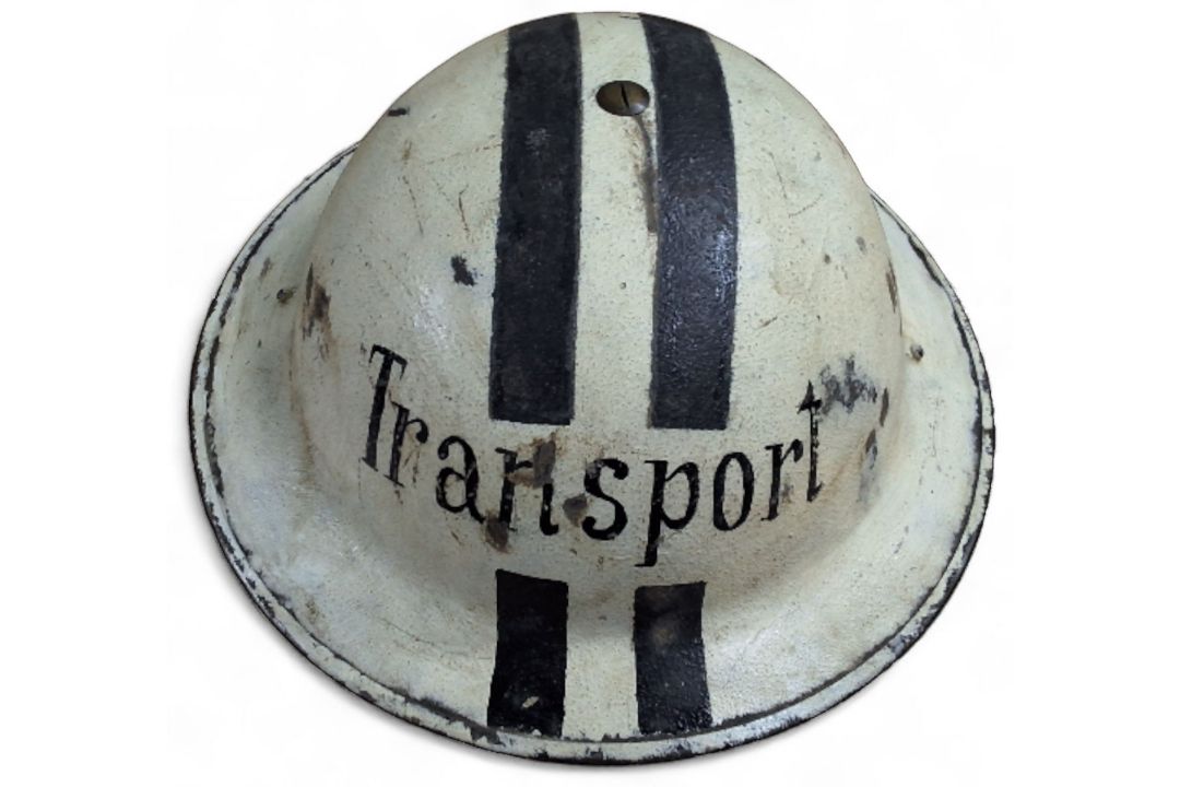 A WWII Chief Warden Transport? MkII Brodie helmet, white, stencilled two black lines, Transport, - Image 5 of 13