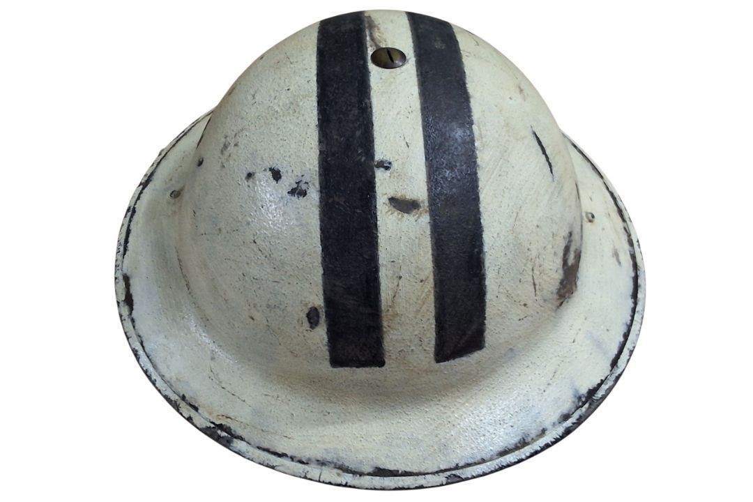 A WWII Chief Warden Transport? MkII Brodie helmet, white, stencilled two black lines, Transport, - Image 6 of 13