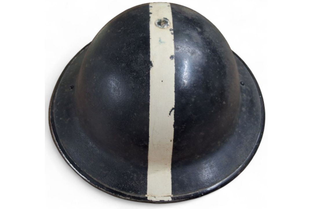 A WWII Chief Warden Transport? MkII Brodie helmet, white, stencilled two black lines, Transport, - Image 9 of 13